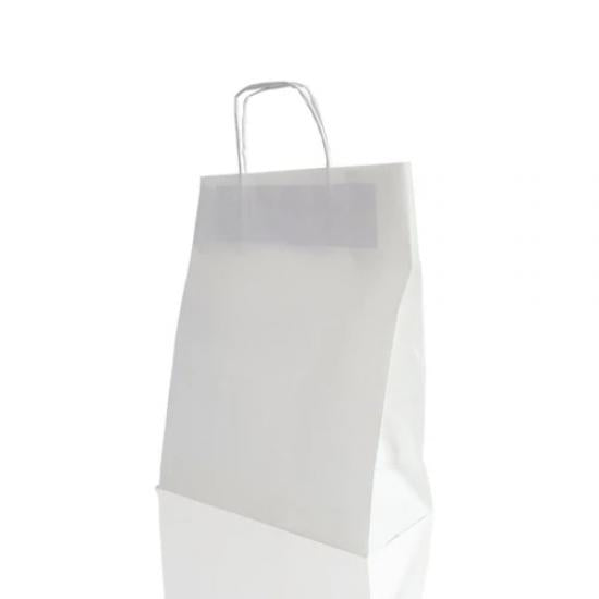 Beyaz Burgu Saplı Kraft Çanta 25x31x12 cm