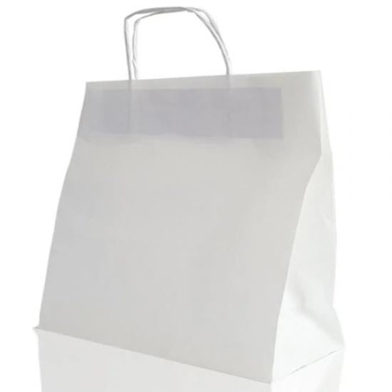 Beyaz Burgu Saplı Kraft Çanta 32x40x12 cm