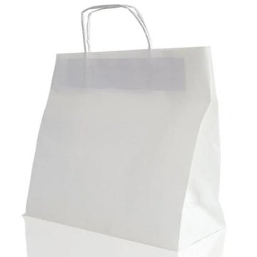 Beyaz Burgu Saplı Kraft Çanta 32x40x12 cm