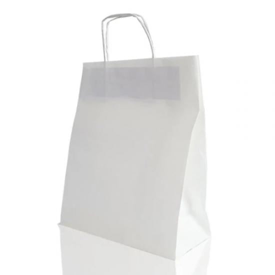 Beyaz Burgu Saplı Kraft Çanta 33x33x20 cm