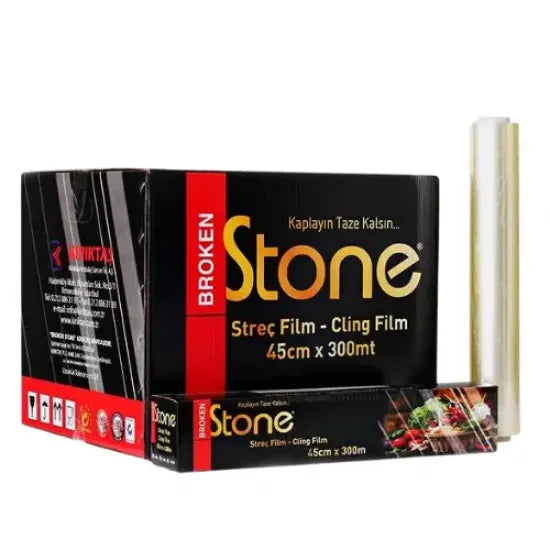 Broken Stone Kutulu Pvc Streç Film 45 cm X 300 Mt 9 Mic