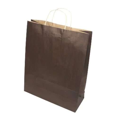 Burgu Saplı Kahverengi Kağıt Çanta 32x40x12 cm