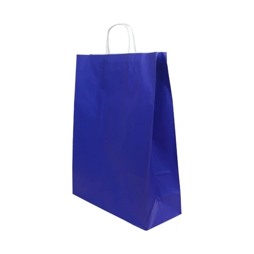 Burgu Saplı Lacivert Kağıt Çanta 32x40x12 cm