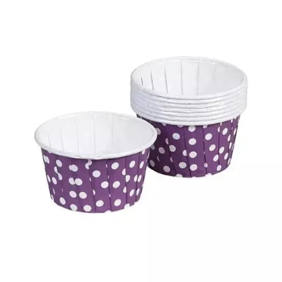 Muffin ve Cupcake Kapsülü Mor Puantiyeli 25 Adet