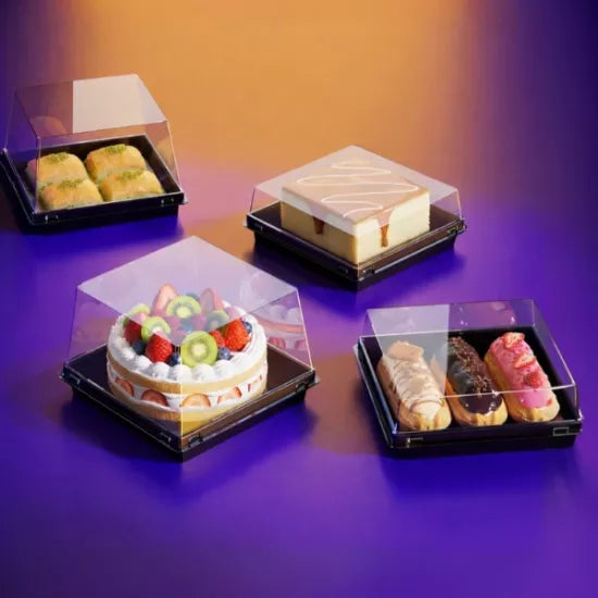 Kare Plastik Pasta Kabı 12x12x4 cm