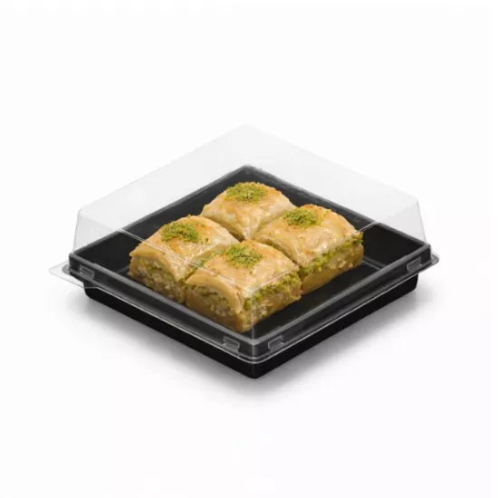 Kare Plastik Pasta Kabı 12x12x4 cm