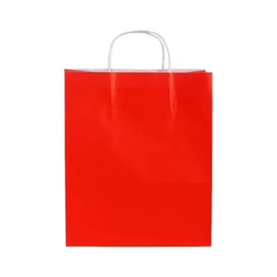 Burgu Saplı Kırmızı Kağıt Çanta 18x24x9 cm