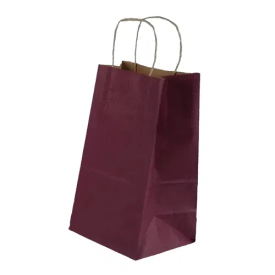 Burgu Saplı Bordo Kağıt Çanta 18x24x9 cm