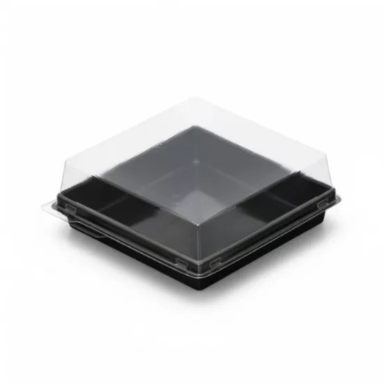 Kare Plastik Pasta Kabı 12x12x4 cm