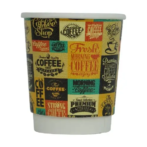 8 oz Desenli Double Wall Karton Bardak