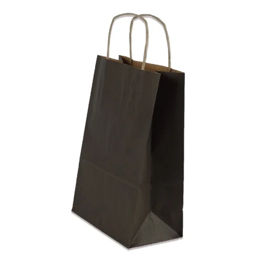 Burgu Saplı Kahverengi Kağıt Çanta 18x24x9 cm