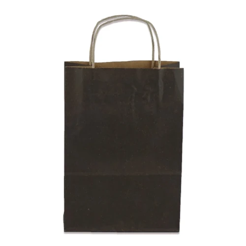 Burgu Saplı Kahverengi Kağıt Çanta 18x24x9 cm