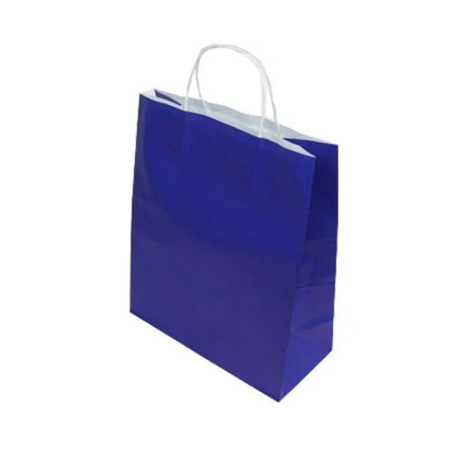 Burgu Saplı Lacivert Kağıt Çanta 25x31x12 cm