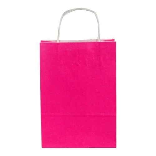 Burgu Saplı Pembe Kağıt Çanta 18x24x9 cm