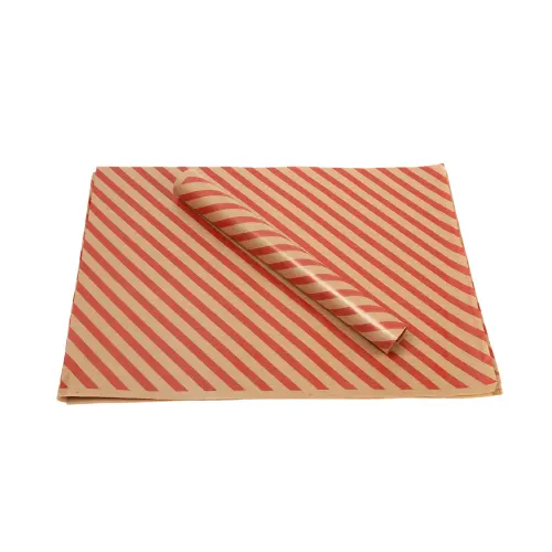 Kırmızı Çizgi Baskılı Şamua Kraft Ambalaj Kağıdı 70x100 cm