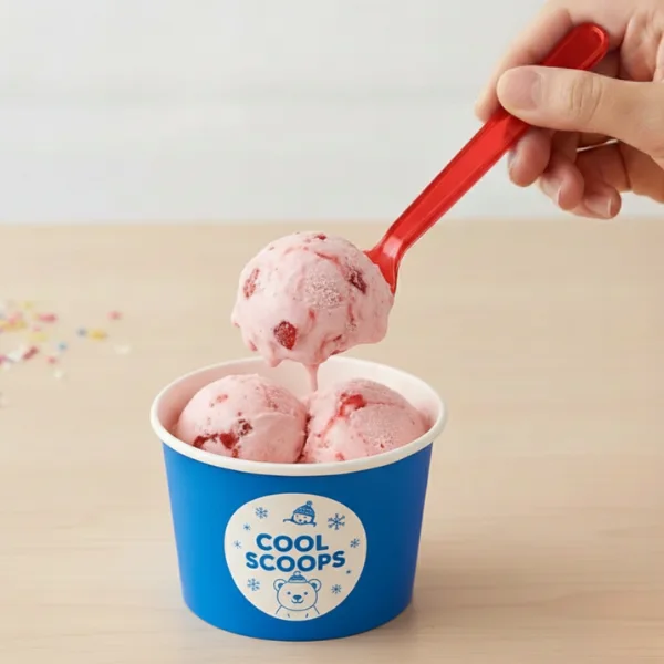 Lüks Plastik Dondurma Kaşığı Kırmızı 100 Adet