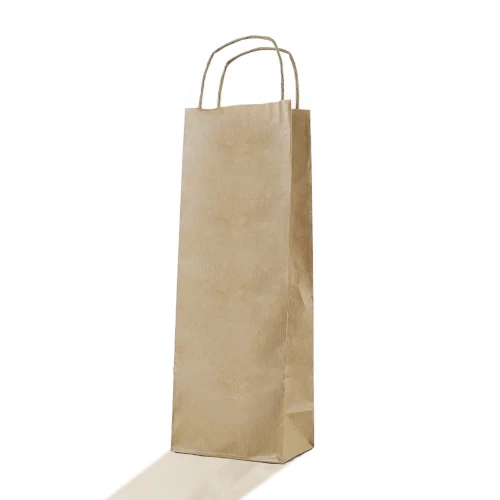 Kraft Burgu Saplı Şişe Çantası 12,5x36x8 cm
