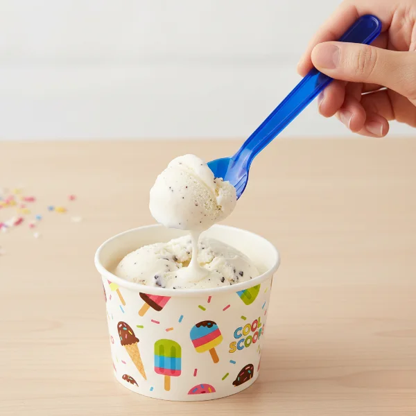 Lüks Plastik Dondurma Kaşığı Mavi 100 Adet