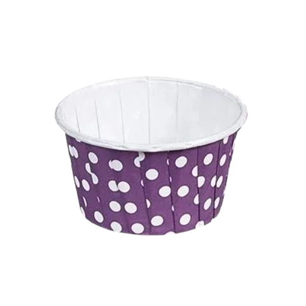 Muffin ve Cupcake Kapsülü Mor Puantiyeli 25 Adet