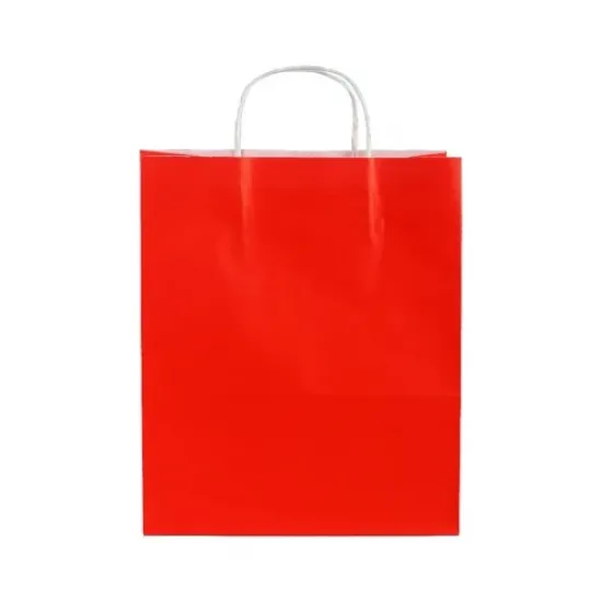 Burgu Saplı Kırmızı Kağıt Çanta 32x40x12 cm - %10 İndirimli Fiyat
