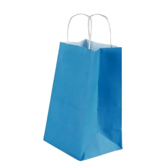 Burgu Saplı Mavi Kağıt Çanta 25x31x12 cm - %15 İndirimli Mavi Çanta Fiyatı