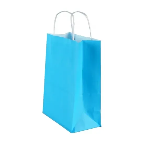 Burgu Saplı Mavi Kağıt Çanta 32x40x12 cm - %15 İndirimli Kağıt Çantalar