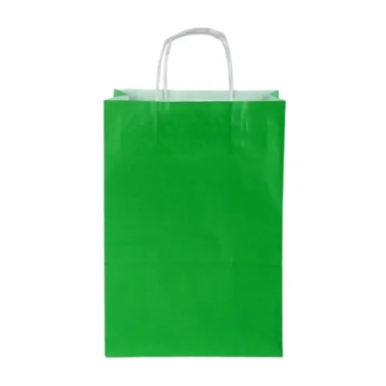 Burgu Saplı Yeşil Kağıt Çanta 25x31x12 cm - Kağıt Çanta Fiyatları