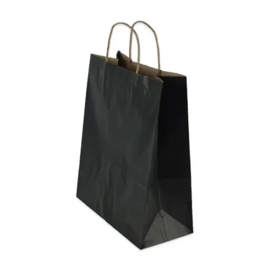 Burgu Saplı SiyahKağıt Çanta 18x24x9 cm - %15 İndirimli Kağıt Çantalar