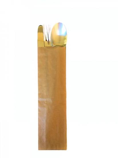 Çatal Kaşık Çizgili Kese Kağıdı 8x28 cm 3400 Adet - Çatal bıçak Kesesi