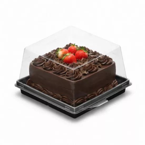 Kare Plastik Pasta Kabı 12x12x8 cm