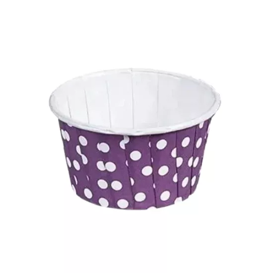 Muffin ve Cupcake Kapsülü Mor Puantiyeli 25 Adet