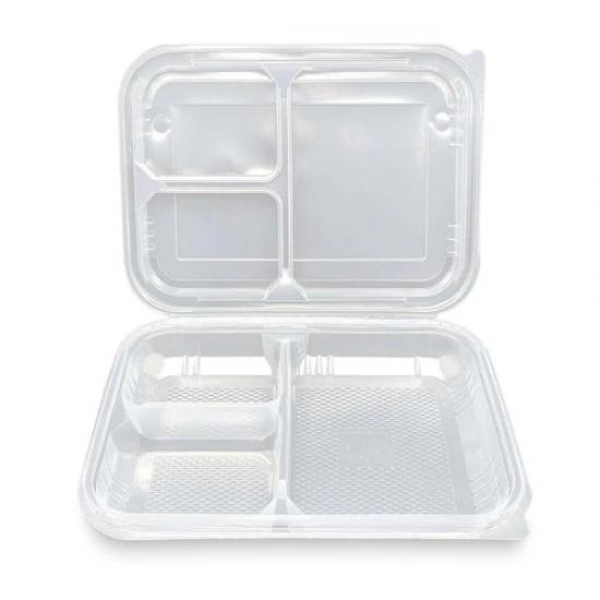 Özge Plastik Kapaklı 3 Bölmeli Kebap Kabı - Şeffaf Kebap Kabı