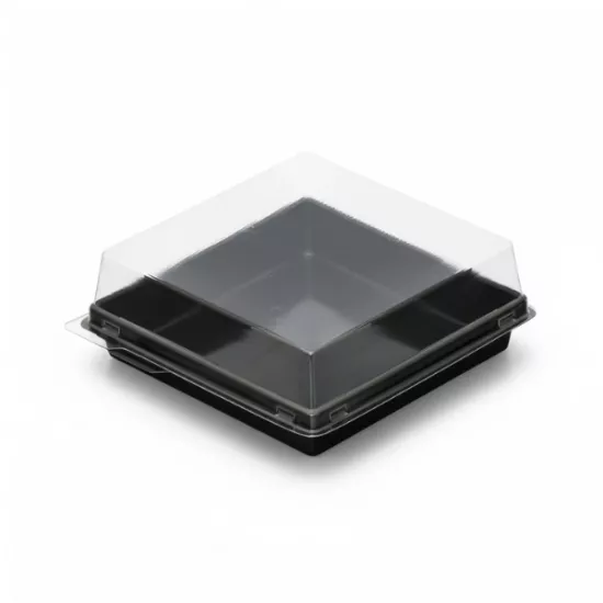 Kare Plastik Pasta Kabı 12x12x4 cm