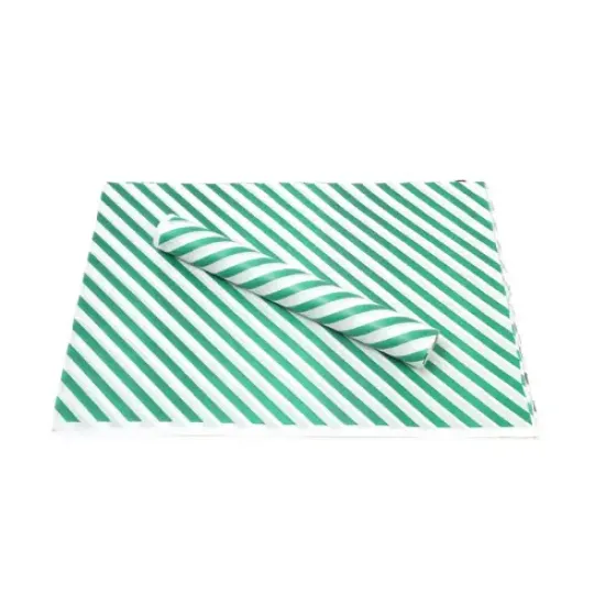 Yeşil  Çizgi Baskılı Şamua Ambalaj Kağıdı 70x100cm