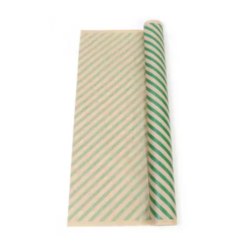 Yeşil Çizgi Baskılı Şamua Kraft Ambalaj Kağıdı 70x100 cm